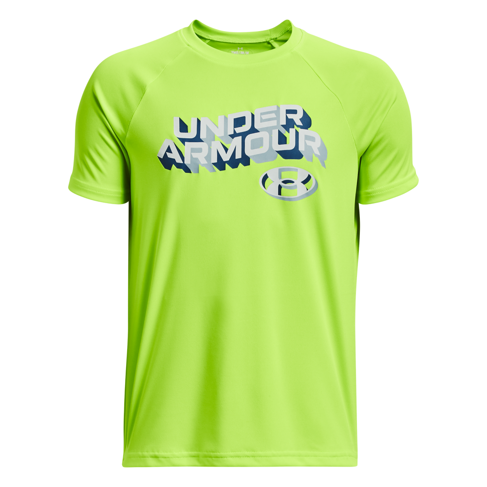 Under Armour Tech Wordmark Big Boys' Lime Tee